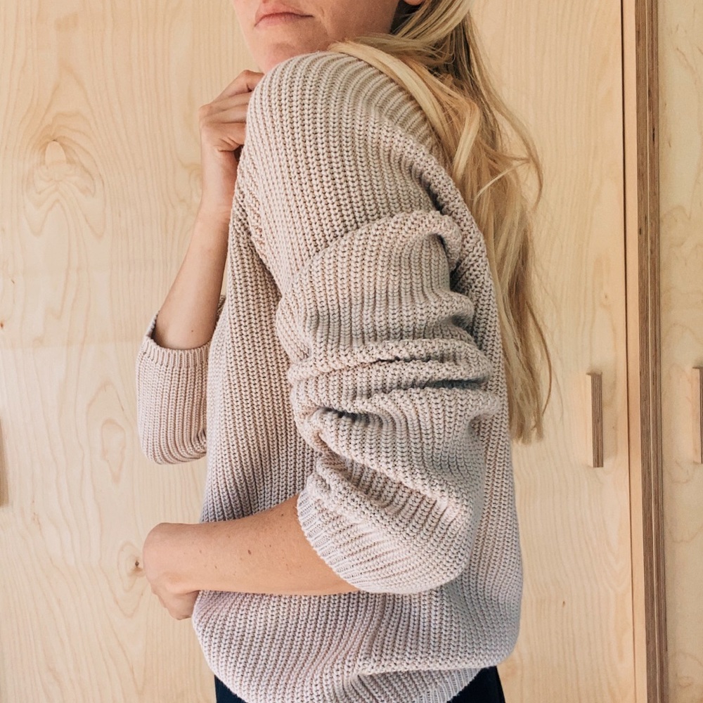 Jenni Kayne Cotton Fisherman Sweater OATMEAL